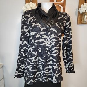 Michael Tyler Faux Leather Cowl Neck Long Sleeve Top